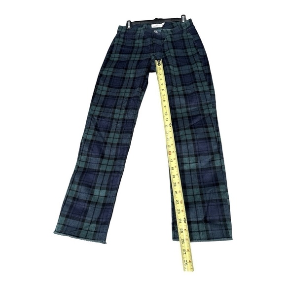 Vineyard Vines black watch plaid velvet pants Crop Straight High rise size 26 - Picture 8 of 10